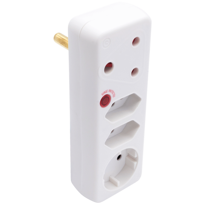 Switched 4-Way Medium Surge Adaptor with Schuko - White - image 7