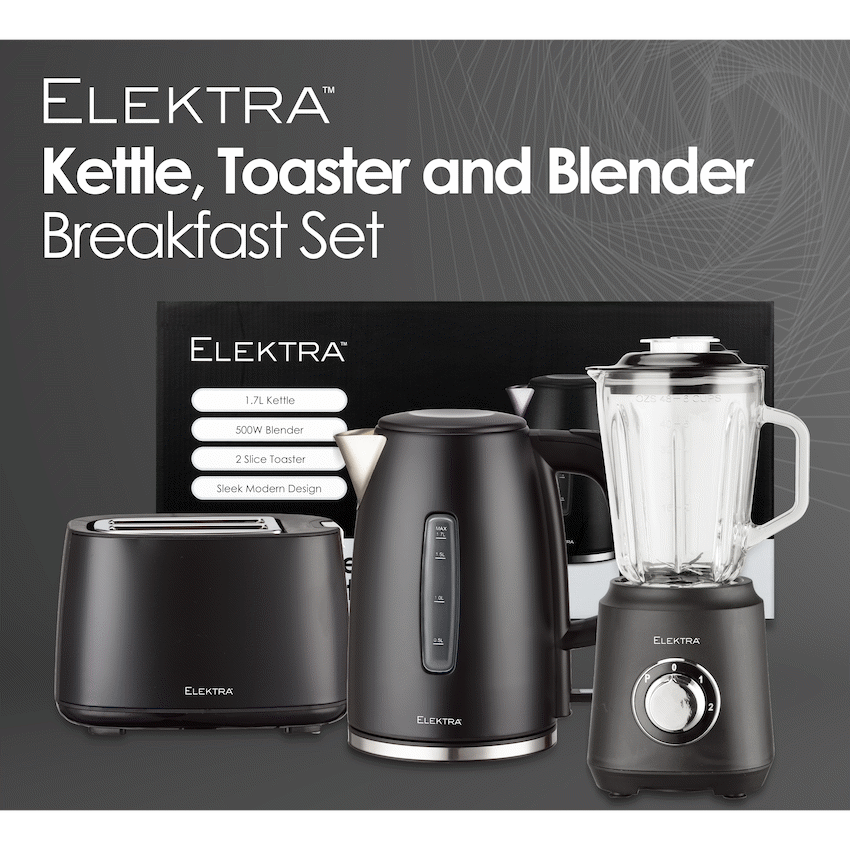 Elektra Kettle, Toaster and Blender Breakfast Set - Black - image 7