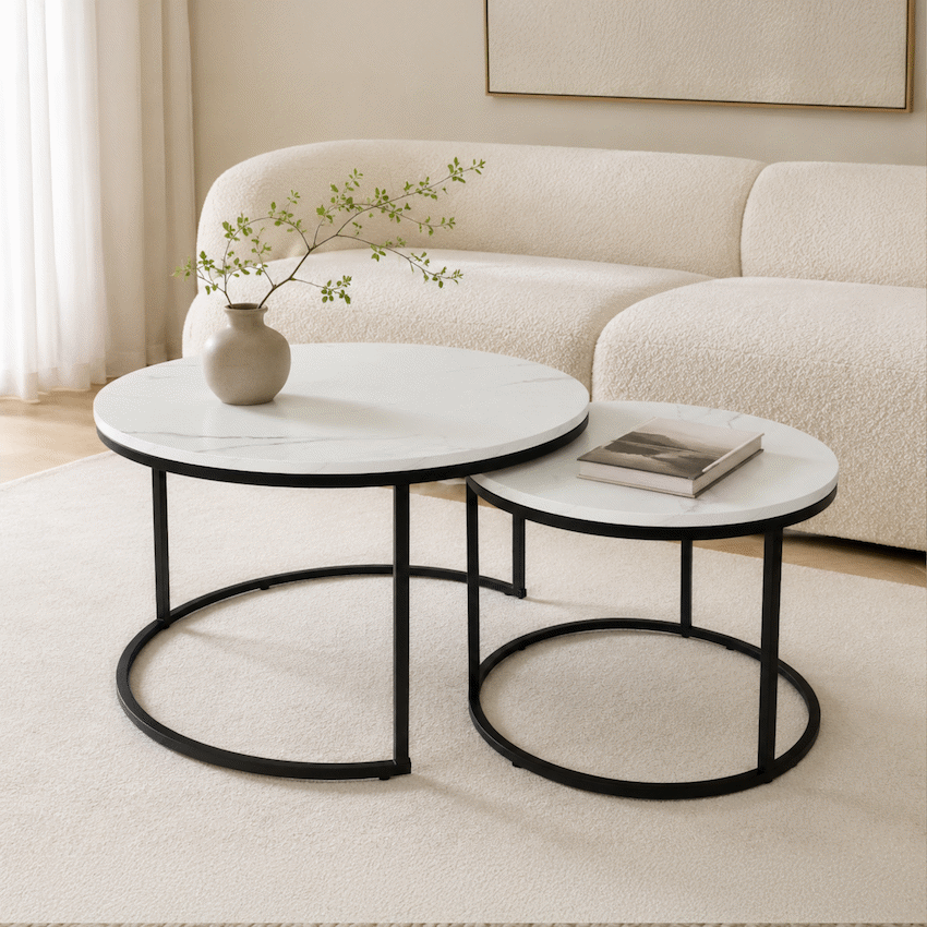 Everfurn Nile Nesting Coffee Table - Marble White - image 7