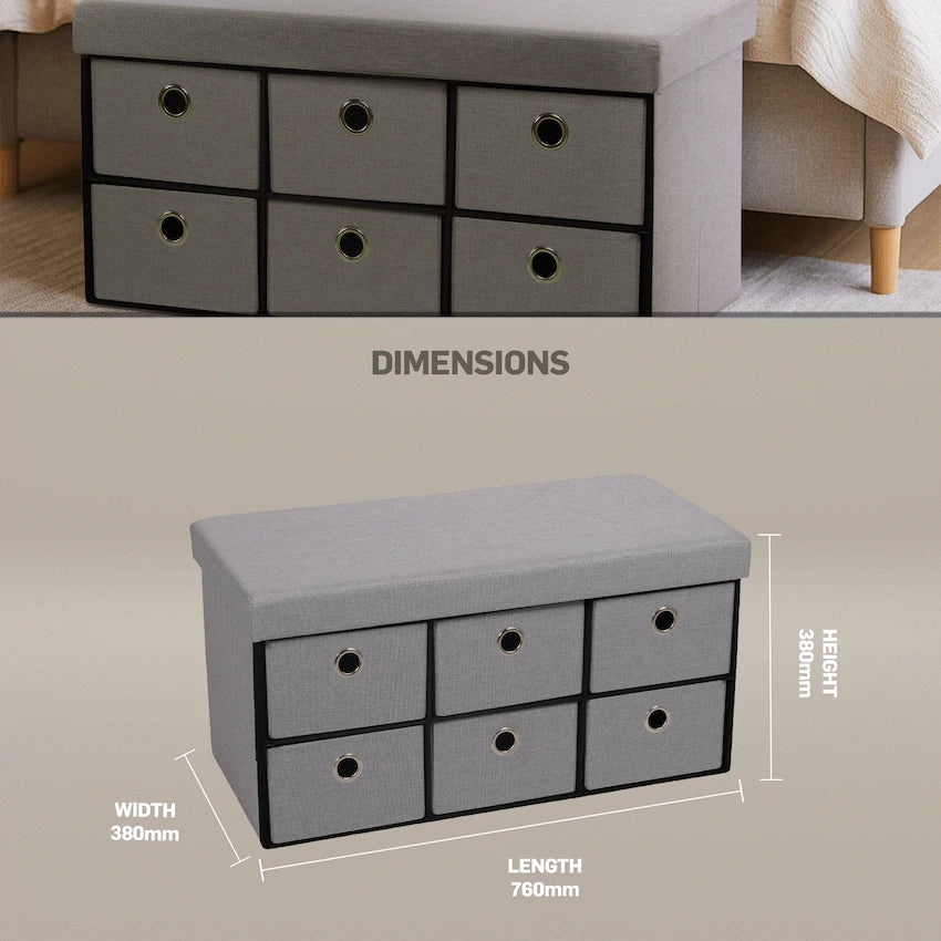 Foldable Storage Ottoman with Six Drawers - image 7