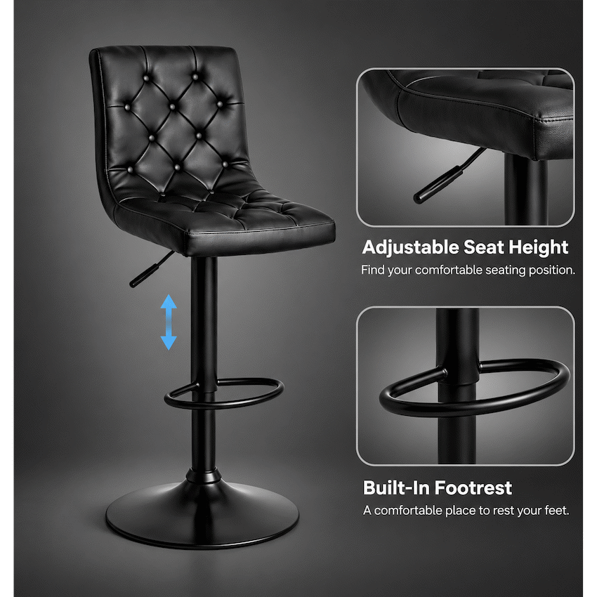 Everfurn Bayer Large Barstool Black - image 7