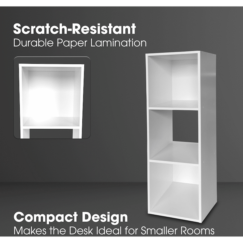 Everfurn Grayscale 3 Tier Bookshelf White, High Pressure Laminate - image 7