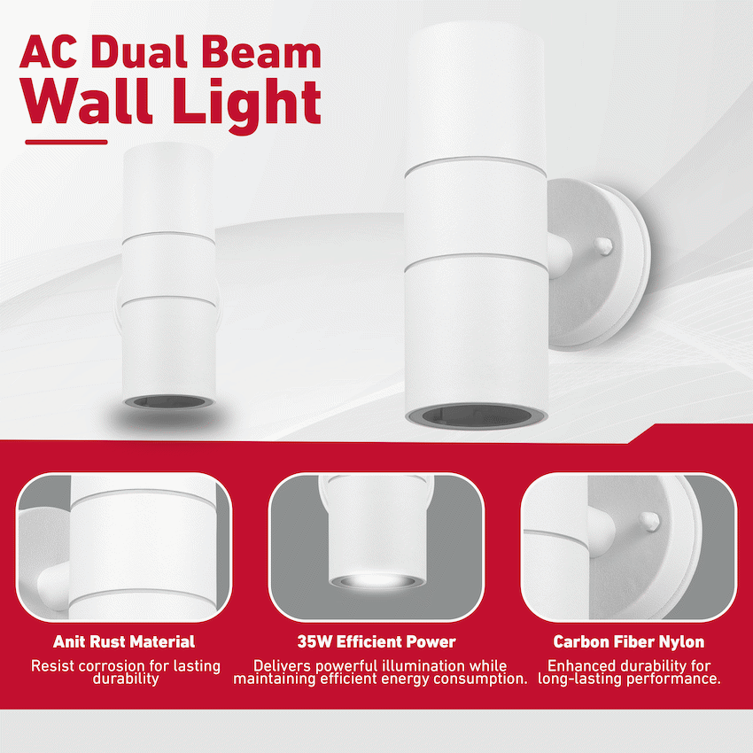 Ellies Ash Series AC dual beam wall light - Nylon Carbon Fiber - GU10 Base - WT - image 7