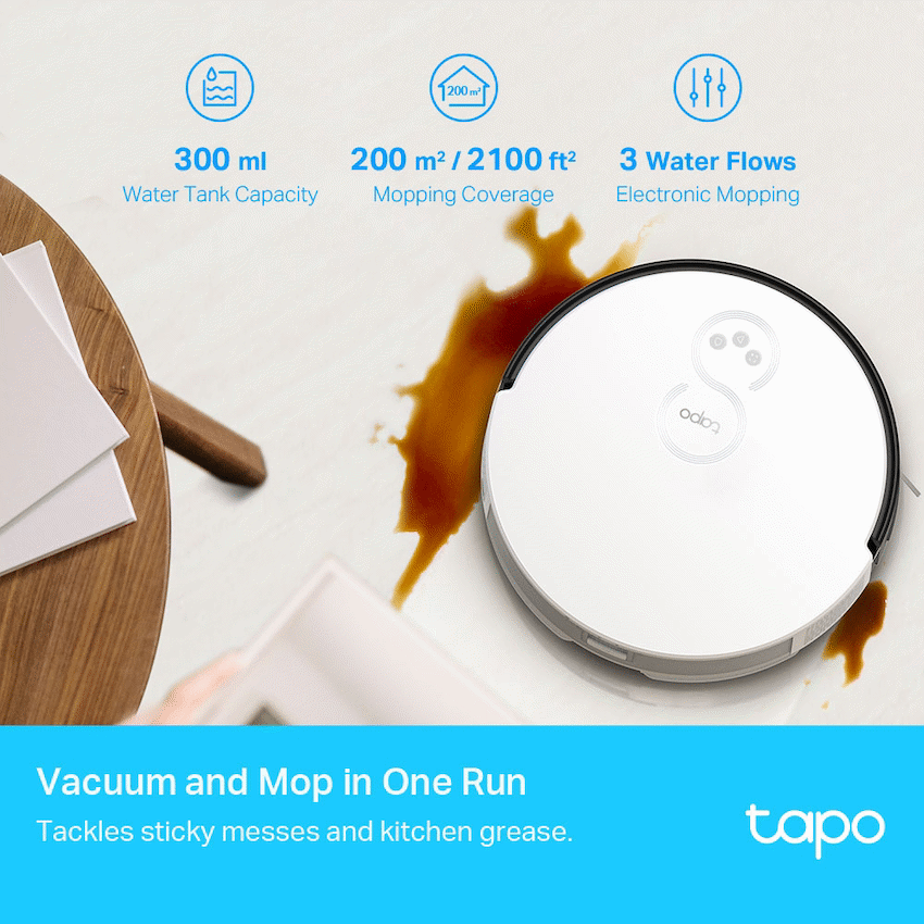TP-Link Tapo RV10 Robot Vacuum and Mop, Gyroscope, 2600 mAh, 300 ml - image 7