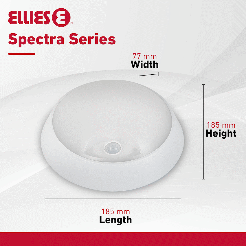Ellies Spectra Series - AC 15W  Round LED Bulkhead with 3CCT and Sensor -WT - image 7