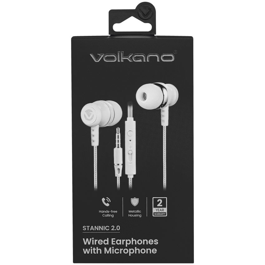 Volkano Earphones with Mic - Stannic Series - White - image 7