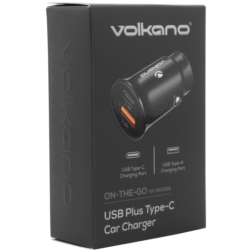 Volkano On-The-Go USB + Type-C 12w Car Charger - Black - image 7