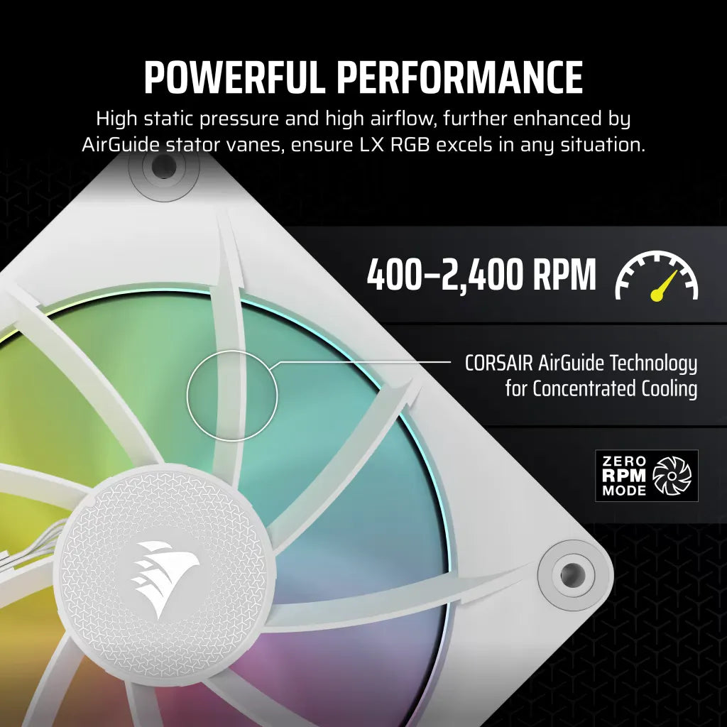 CORSAIR LX RGB Series; iCUE LINK LX120 RGB White; 120mm Fan; Triple Pack - image 6