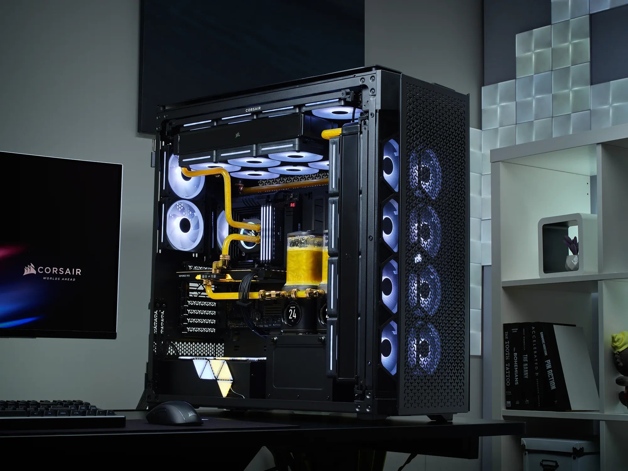 iCUE LINK 9000D AIRFLOW Tempered Glass Super-Tower; Supports  18x 120mm fans - Black - image 8