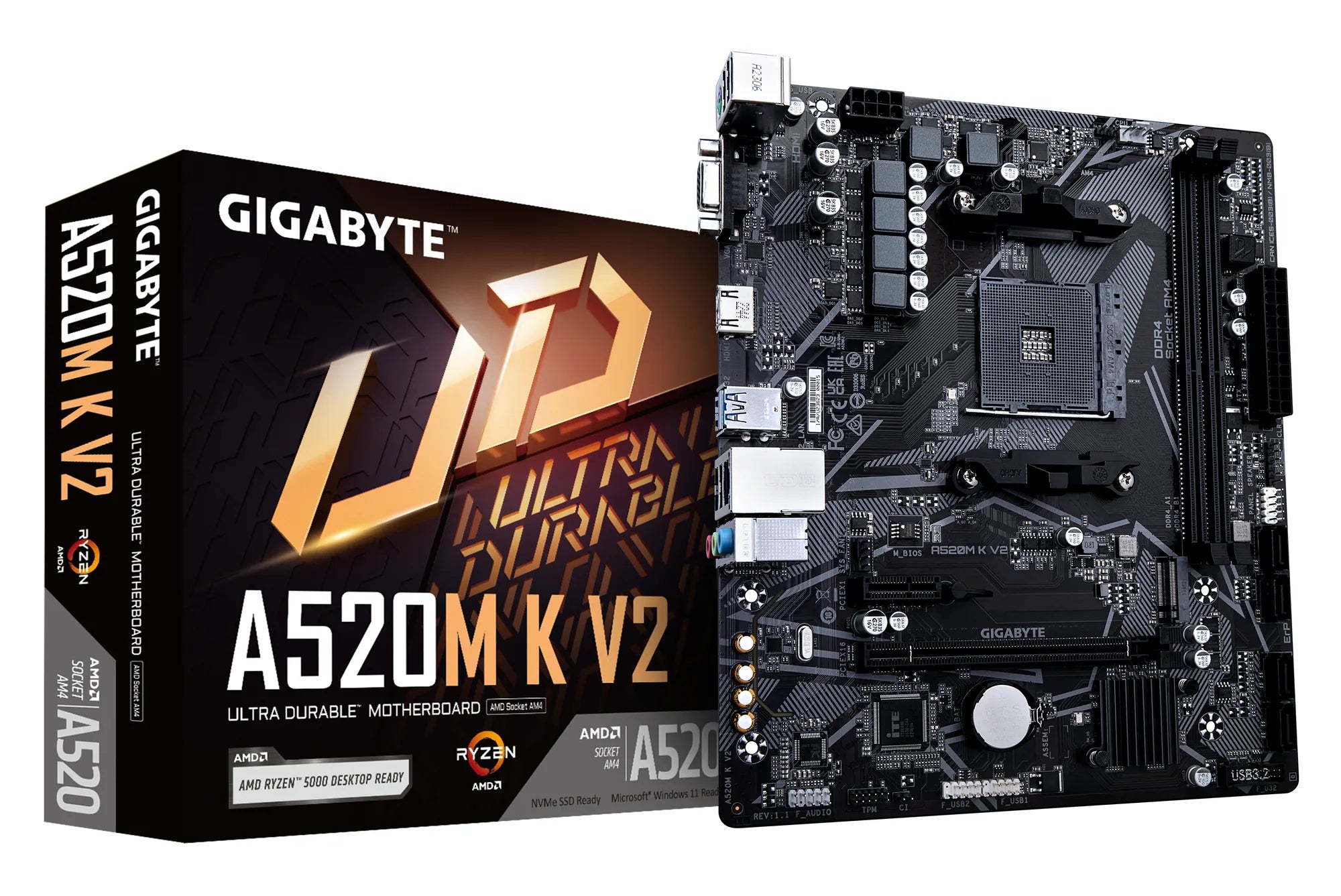 GIGABYTE AMD A520M-K for 3rd/4th/5th Generation AMD Ryzen™ processors; 2x Dual DDR4; 1x M2; HDMI; VGA - image 3