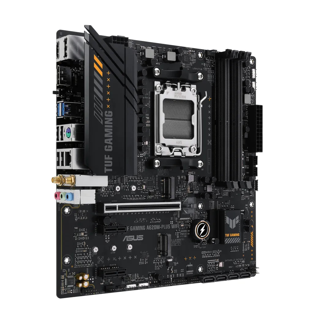 ASUS TUF GAMING A620M-PLUS WIFI, AMD, Socket AM5, AMD Ryzen 5 7th Gen, AMD Ryzen 7 7th Gen, AMD Ryzen 9 7th Gen, DDR5-SDRAM, 128 GB, Dual-channel