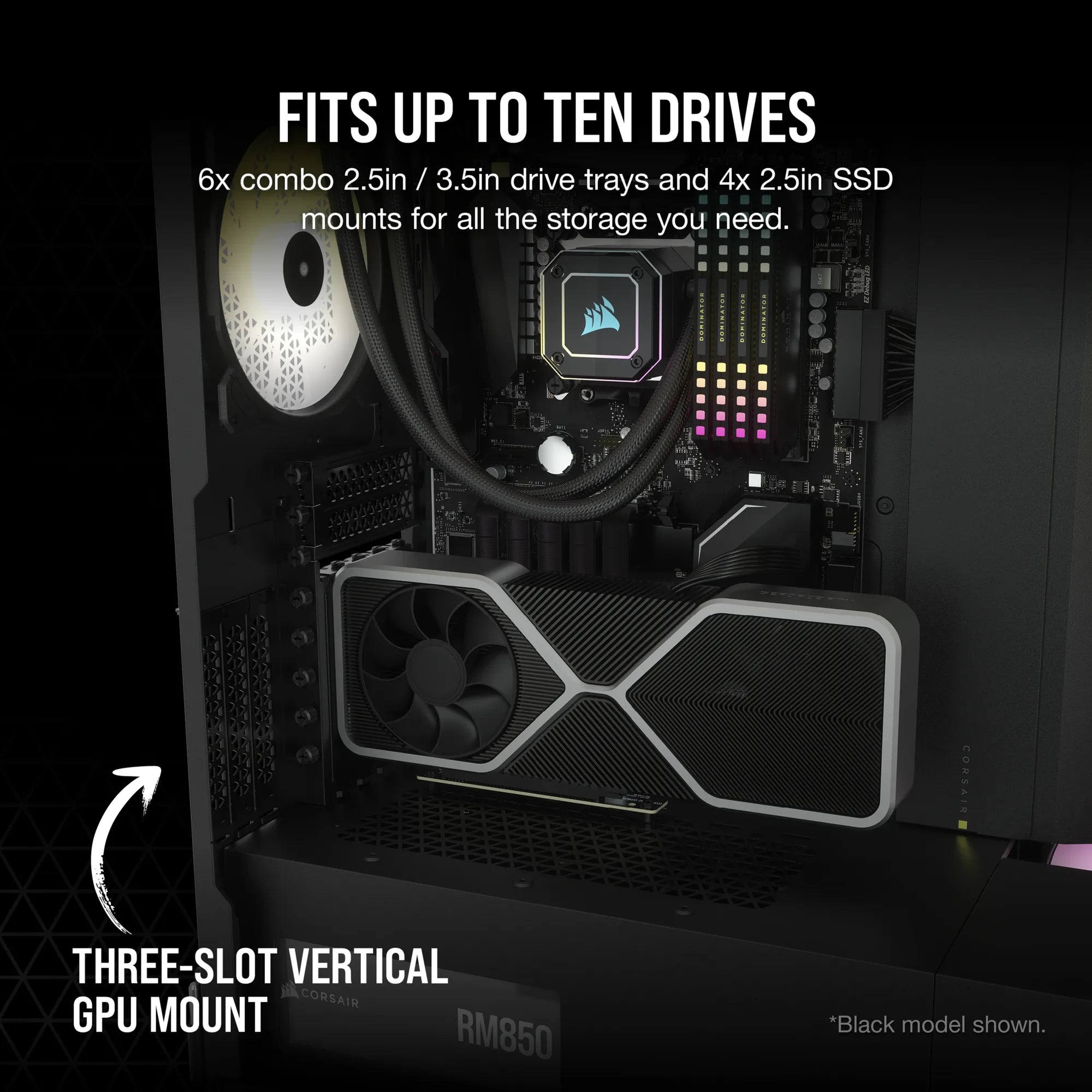 7000D Airflow White Tempered Glass Mid-Tower; 6x 3.5'' |  4x 2.5'' Drive Bays ; 480mm Radiator Compatible; 3x140mm fan incl - image 8