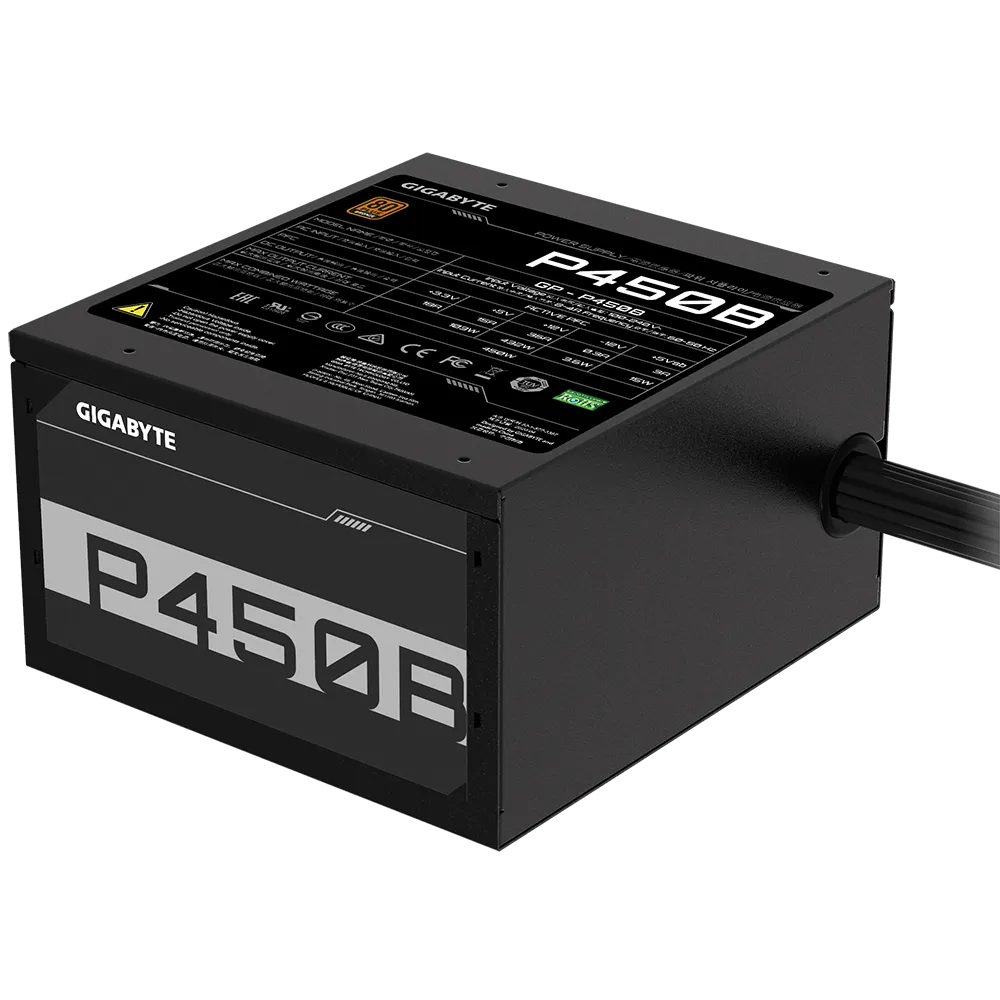 Gigabyte PSU P450B Bronze Certified 450W - 3 Year Warranty; 24/20-pin x 1; CPU 4+4-pin x 1; PCI-E 6+2-pin x 2; SATA x 6; Peri x3 - image 4