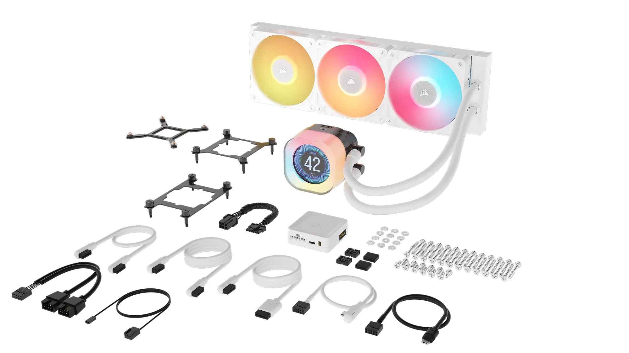 Corsair iCUE LINK TITAN 240 RX LCD Liquid CPU Cooler - White – RX120 RGB Fans – Fits Intel® LGA 1851/1700; AMD® AM5/AM4. - image 7