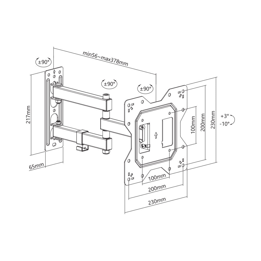 23 - 43 INCH FULL-MOTION TV WALL MOUNT BRACKET (LPA68-223)