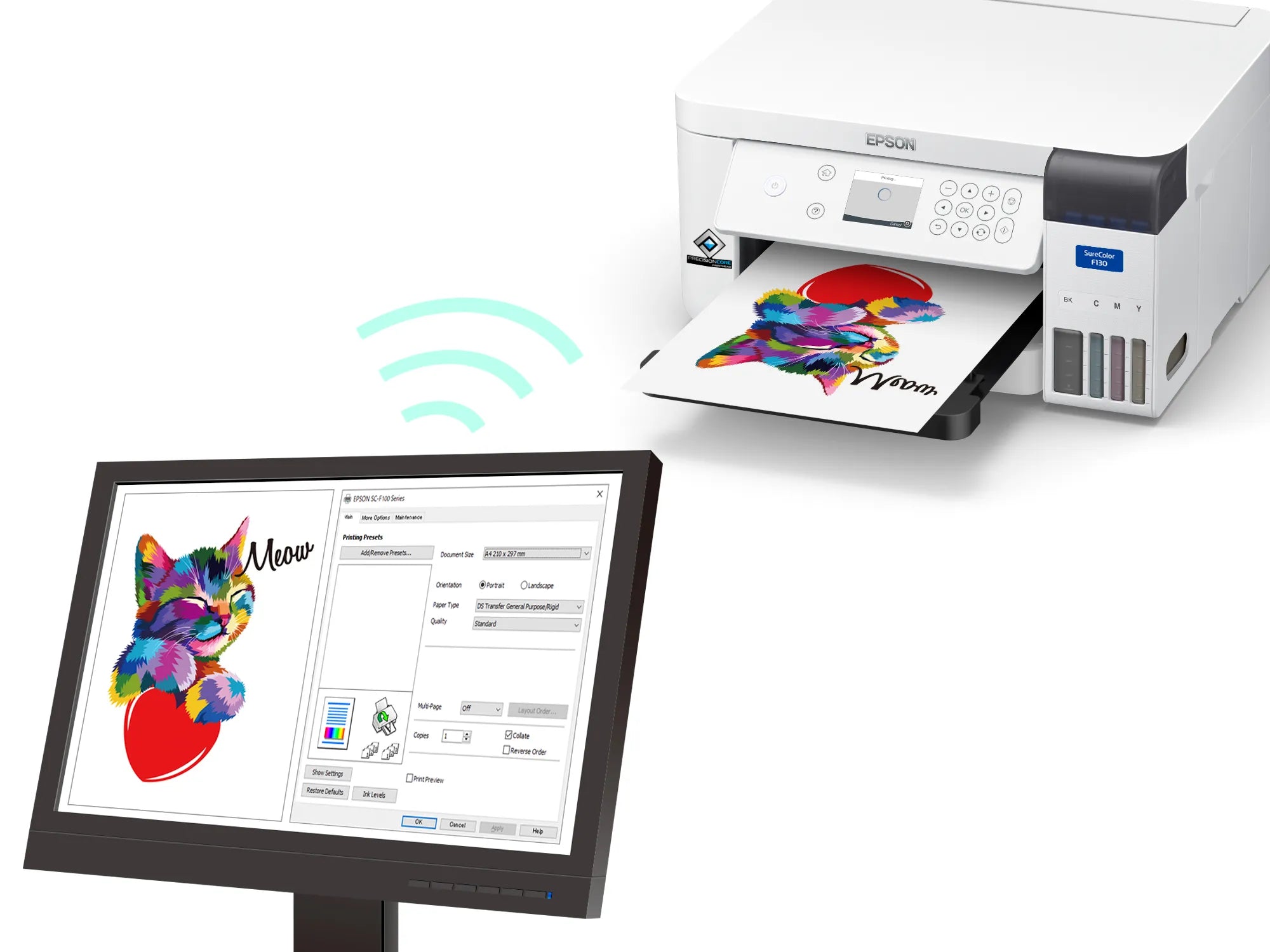 Epson SureColor SC-F100-Sublimation A4; DPI 600x1200;WiFi; Ethernet; Warranty 1 year Carry In - image 4