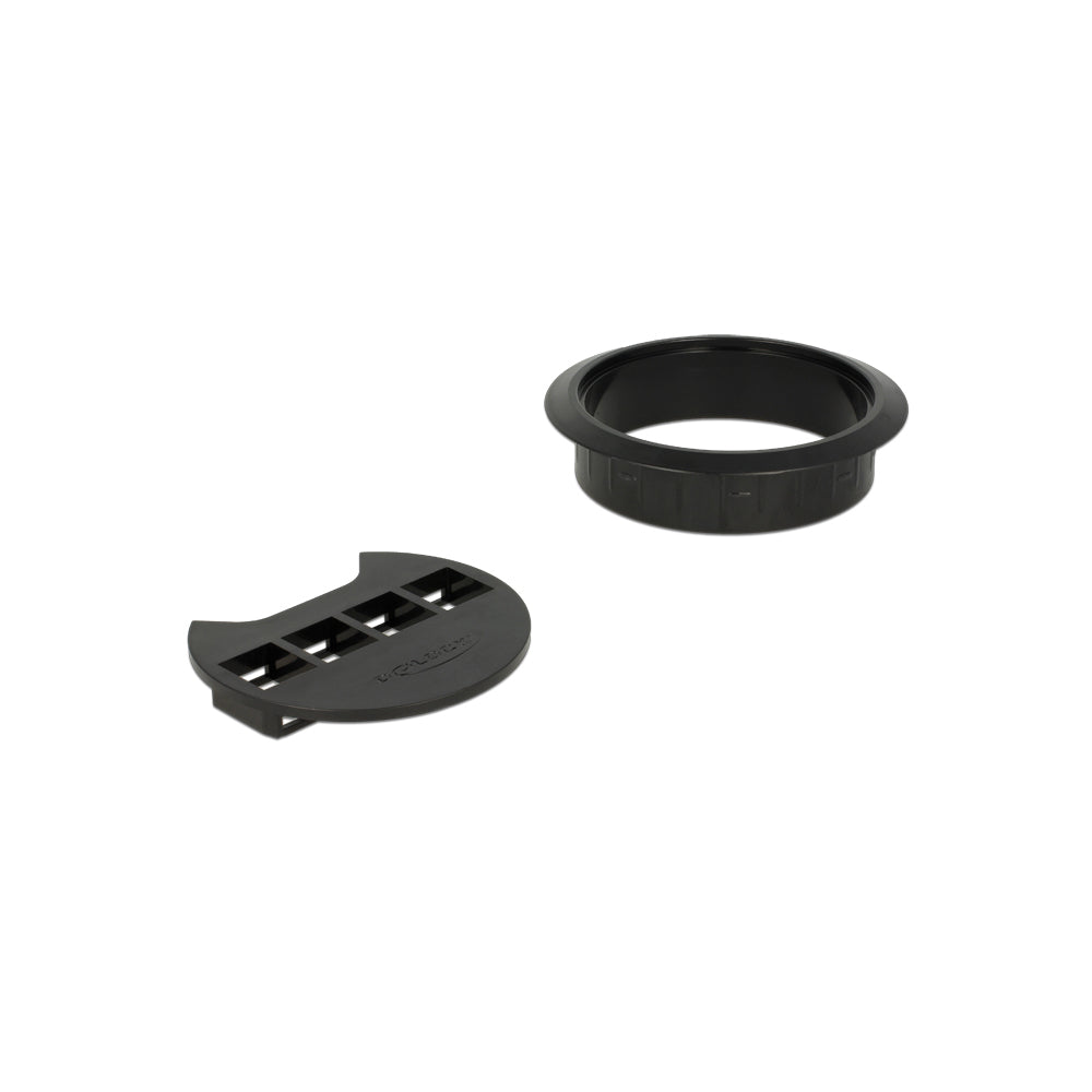 DELOCK 4-PORT KEYSTONE 80MM DESK PANEL, BLK(86283)