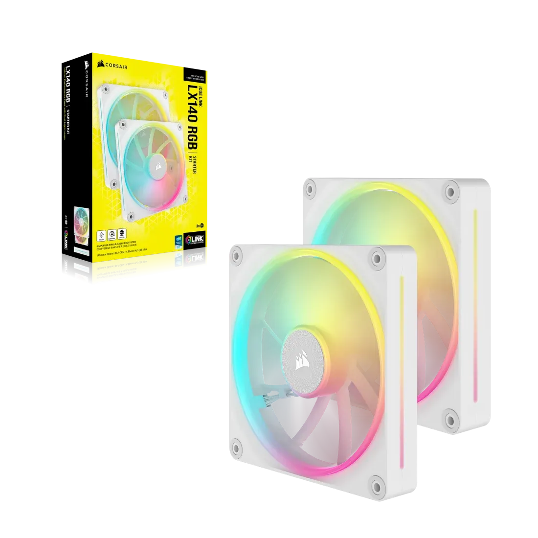 Corsair LX RGB Series; iCUE LINK LX140 RGB White; 140mm Fan; Dual Pack; iCUE LINK System Hub Included - image 5