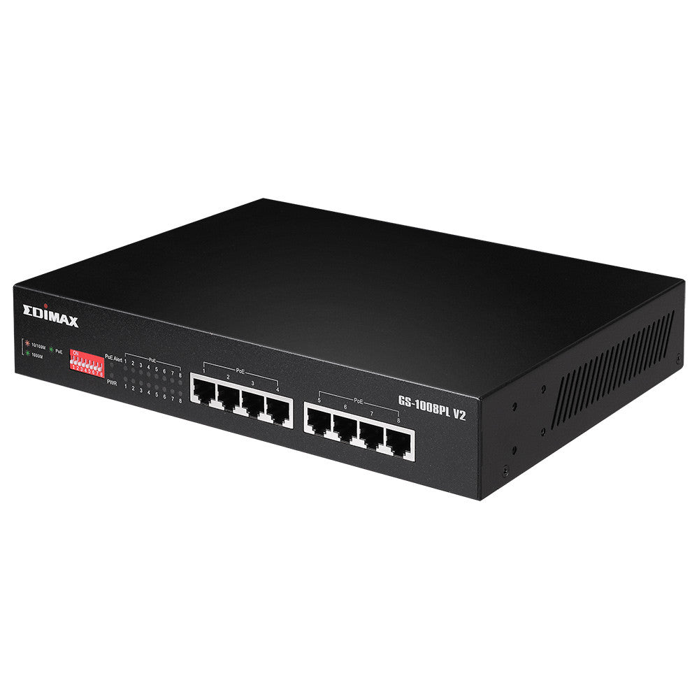 Edimax 8 Port, Unmanaged, Long Range, Gigabit PoE+ Switch with DIP Switch - image 2