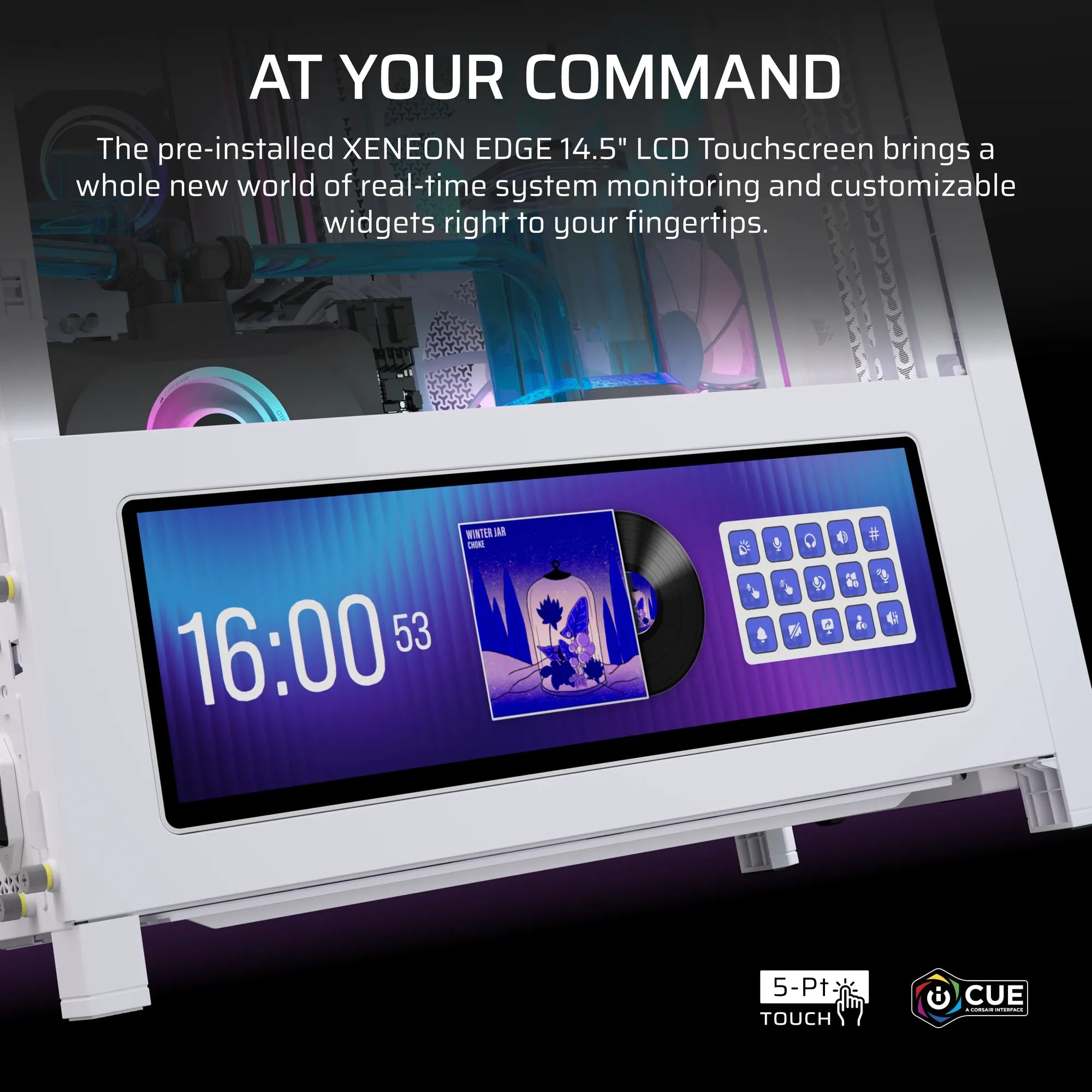 FRAME 4000D LCD RS ARGB Premium Mid-Tower PC Case; Includes 4x RS120 PWM ARGB Fans; XENEON EDGE; White. - image 6
