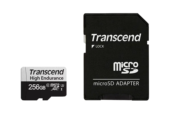 TRANSCEND 350V 256GB HIGH ENDURANCE MICRO SD UHS-I  U3 C10 SDXC - READ 100 MB/S - WRITE 45MB/S - WITH SD ADPTOR - image 2