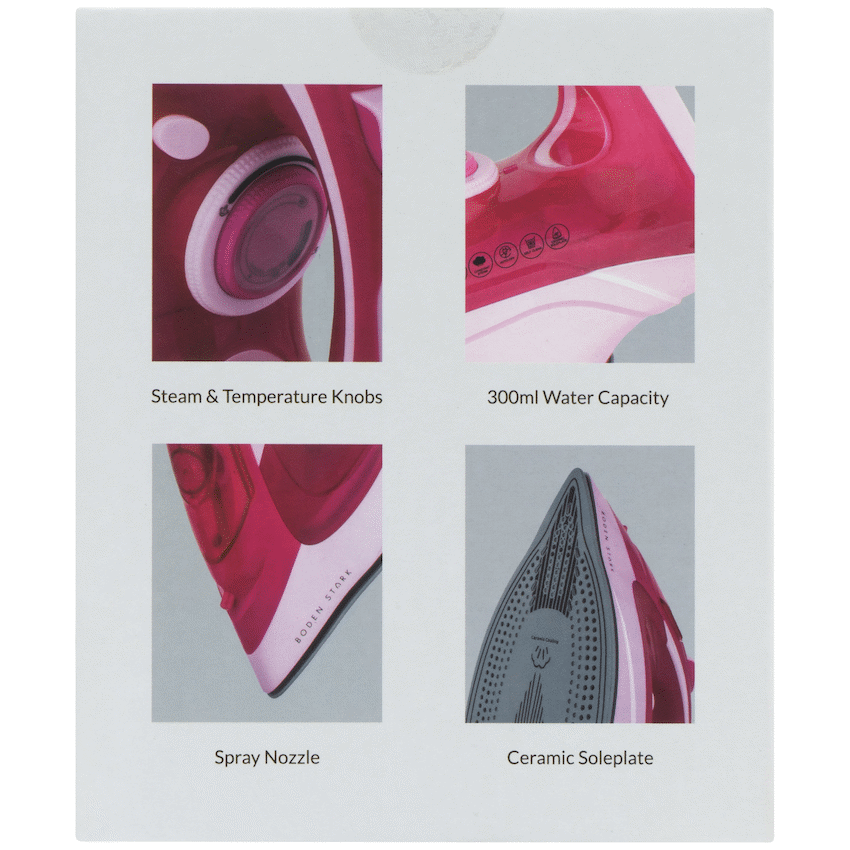 Boden Stark 2600W Ceramic Steam Iron - Pink - image 8