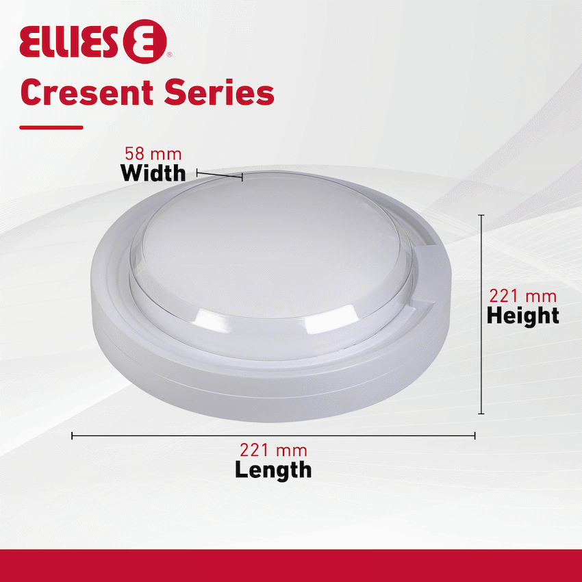 Ellies Cresent Series AC 24W Round LED Bulkhead - PC - WT - image 8