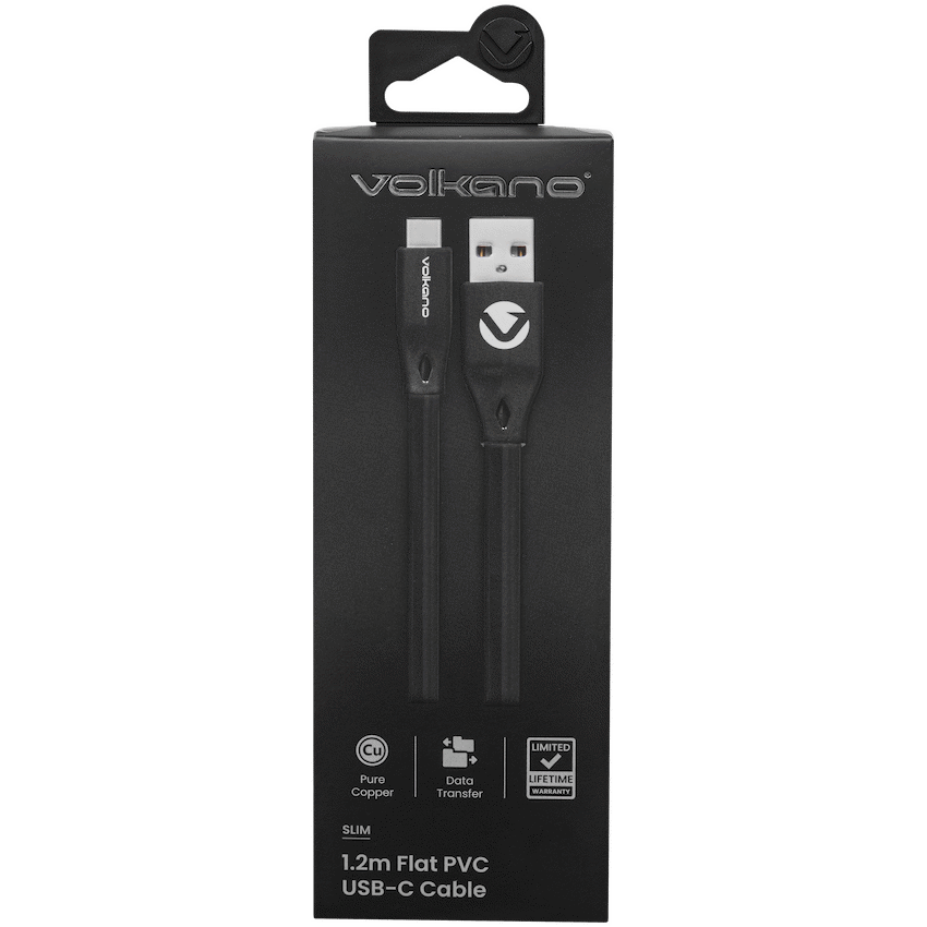 Volkano Slim Series Flat PVC Type-C Cable 1.2m - Black - image 8