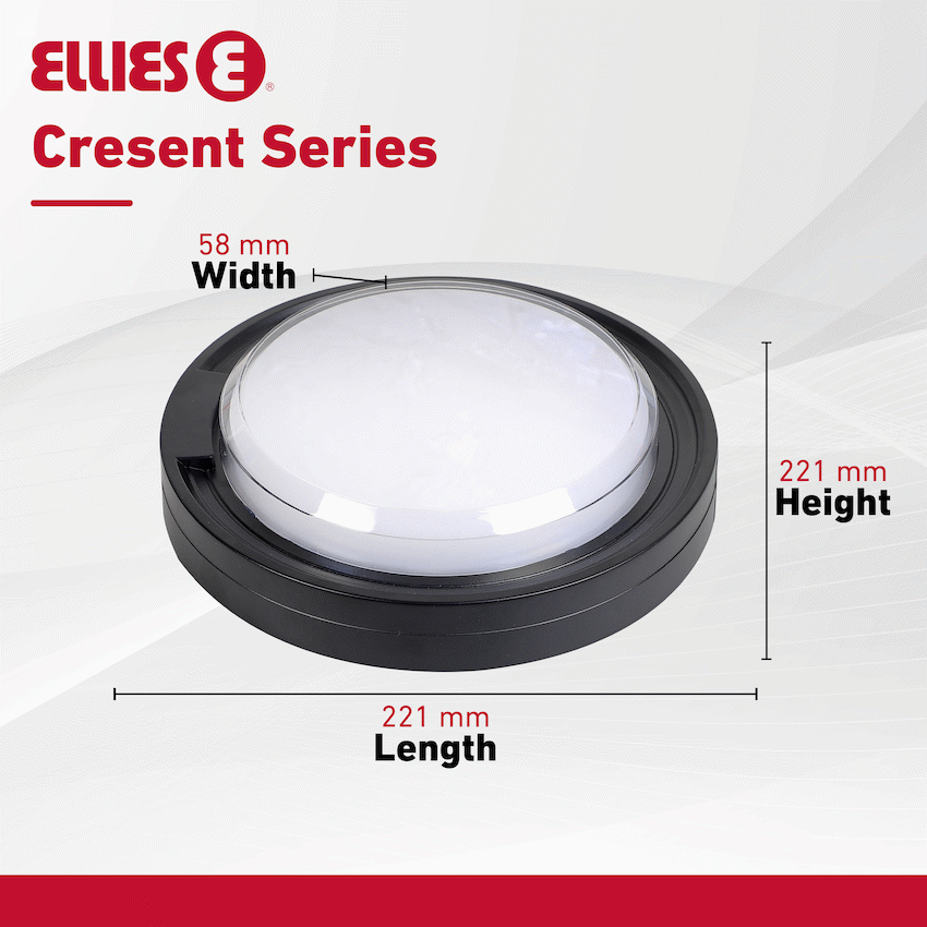 Ellies Cresent Series AC 24W Round LED Bulkhead - PC - BK - image 8