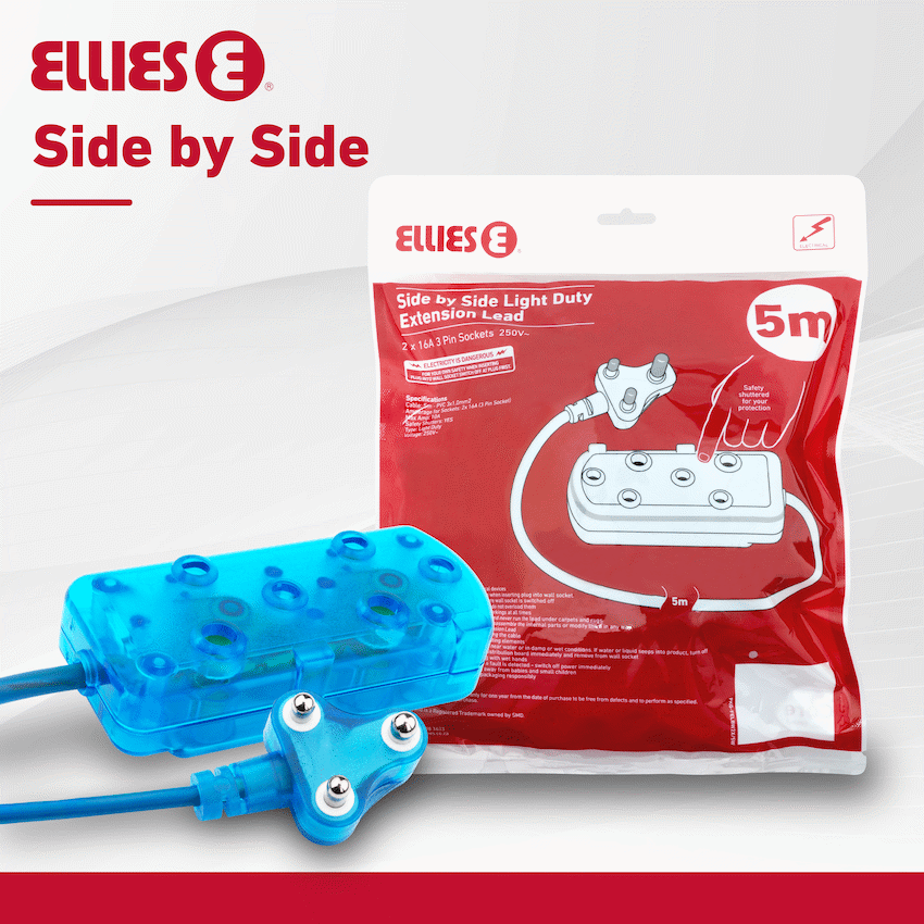 Ellies Side by Side Light Duty Extension Lead-5M - BL - image 8
