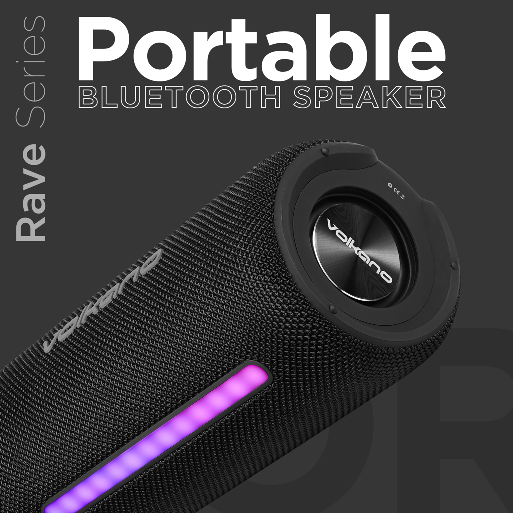 Volkano Rave Series Portable Bluetooth Speaker  - Black with grey buttons