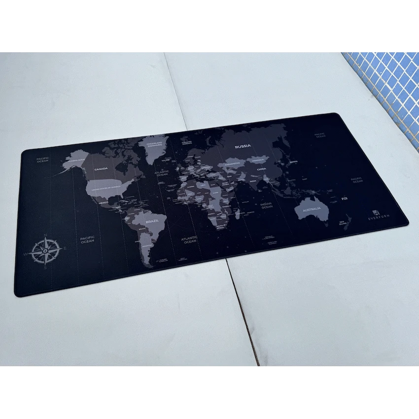 Everfurn Desk Mat - World Map - Large - Black - Non-Slip - image 8