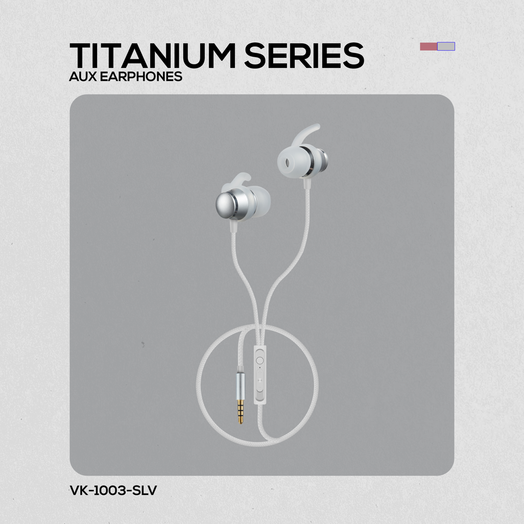Volkano Titanium Series AUX Earphone - Silver