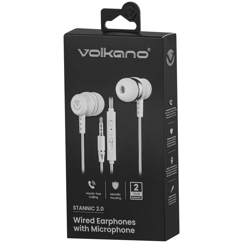 Volkano Earphones with Mic - Stannic Series - White - image 8