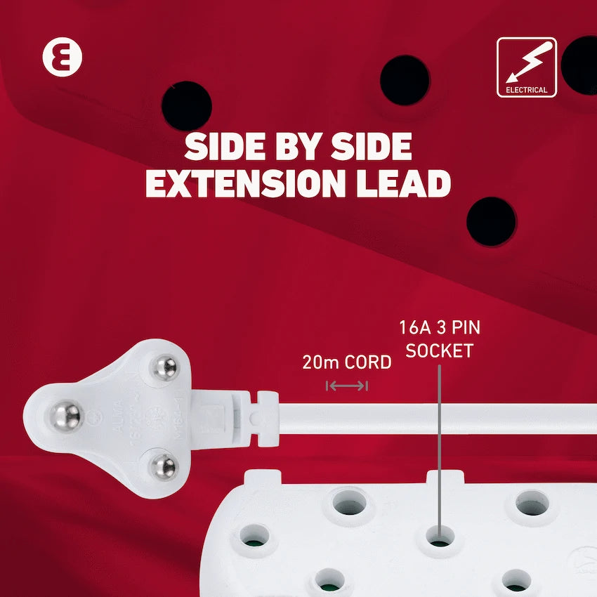 Ellies Side by Side Heavy Duty Extension Lead-20M-WT - image 8