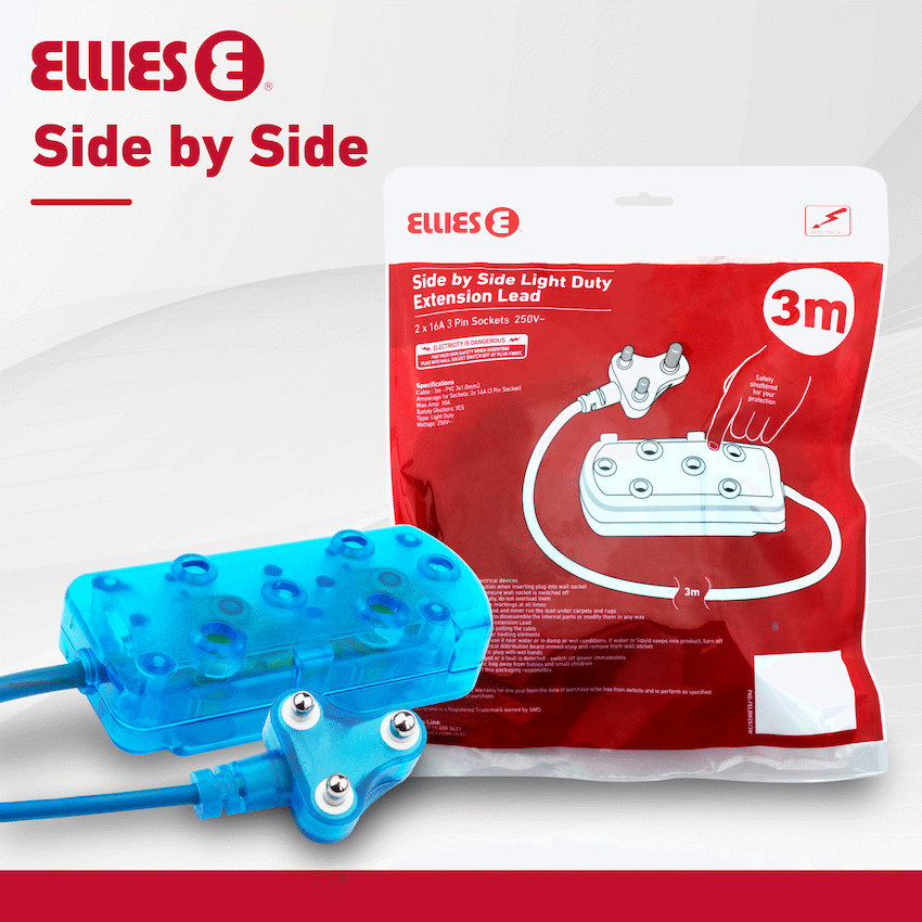 Ellies Side by Side Light Duty Extension Lead-3M - BL - image 8