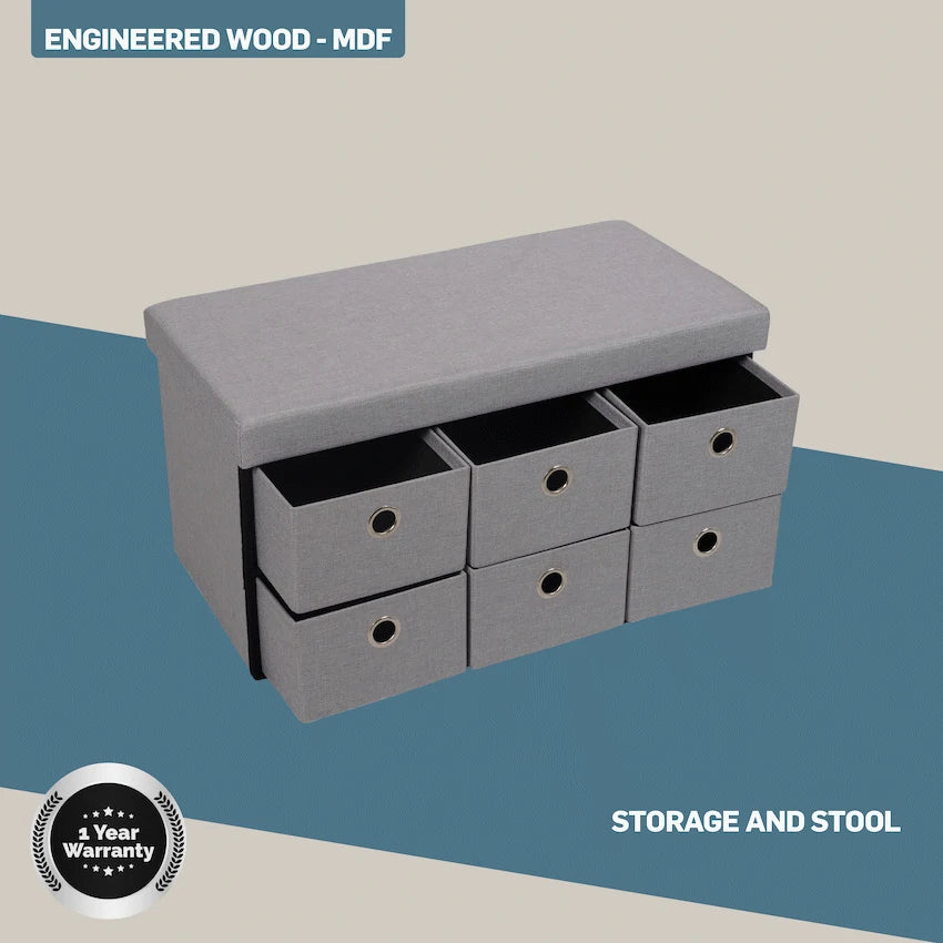Foldable Storage Ottoman with Six Drawers - image 8