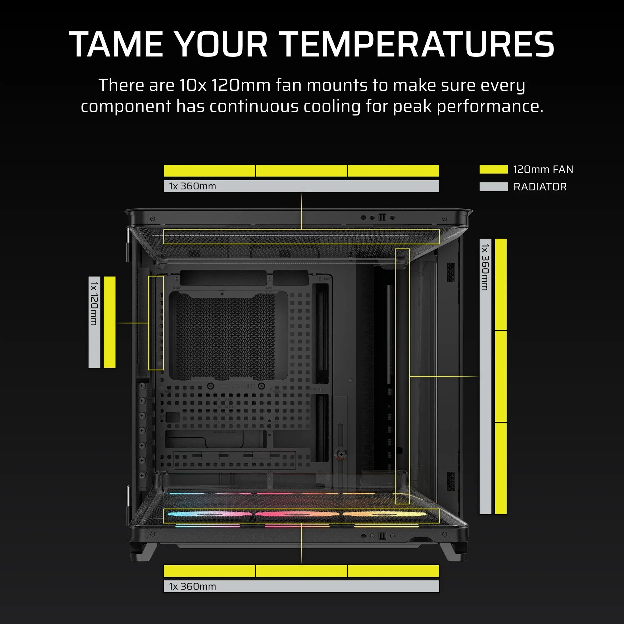 AIR 5400 LX-R RGB iCUE LINK Triple Chamber Mid-Tower PC Case ;3x Fans included;2x 2.5'' ; 1x 3.5'';  Black - image 9