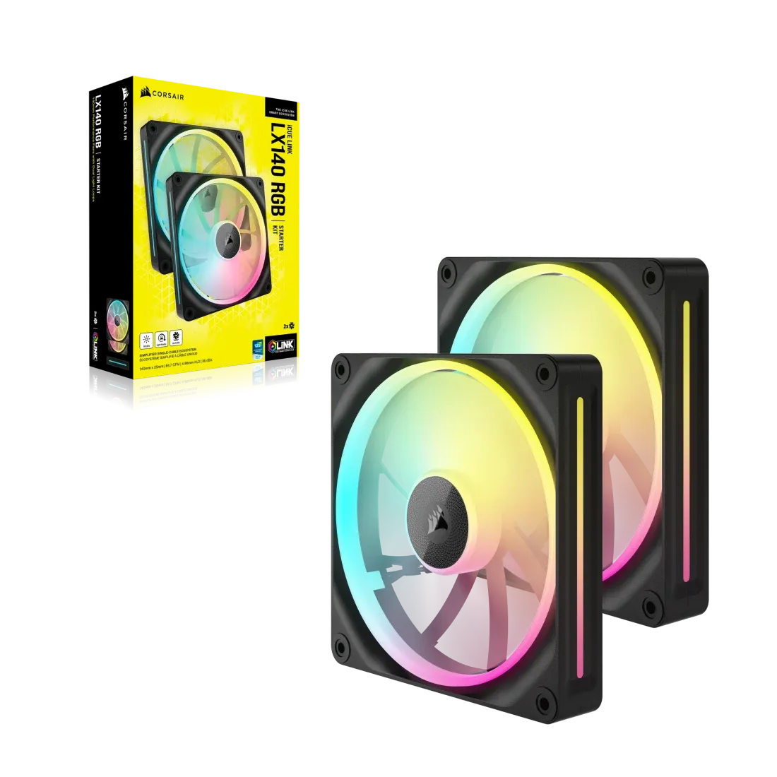 Corsair LX RGB Series; iCUE LINK LX140 RGB; 140mm Fan; Dual Pack; iCUE LINK System Hub Included - image 2