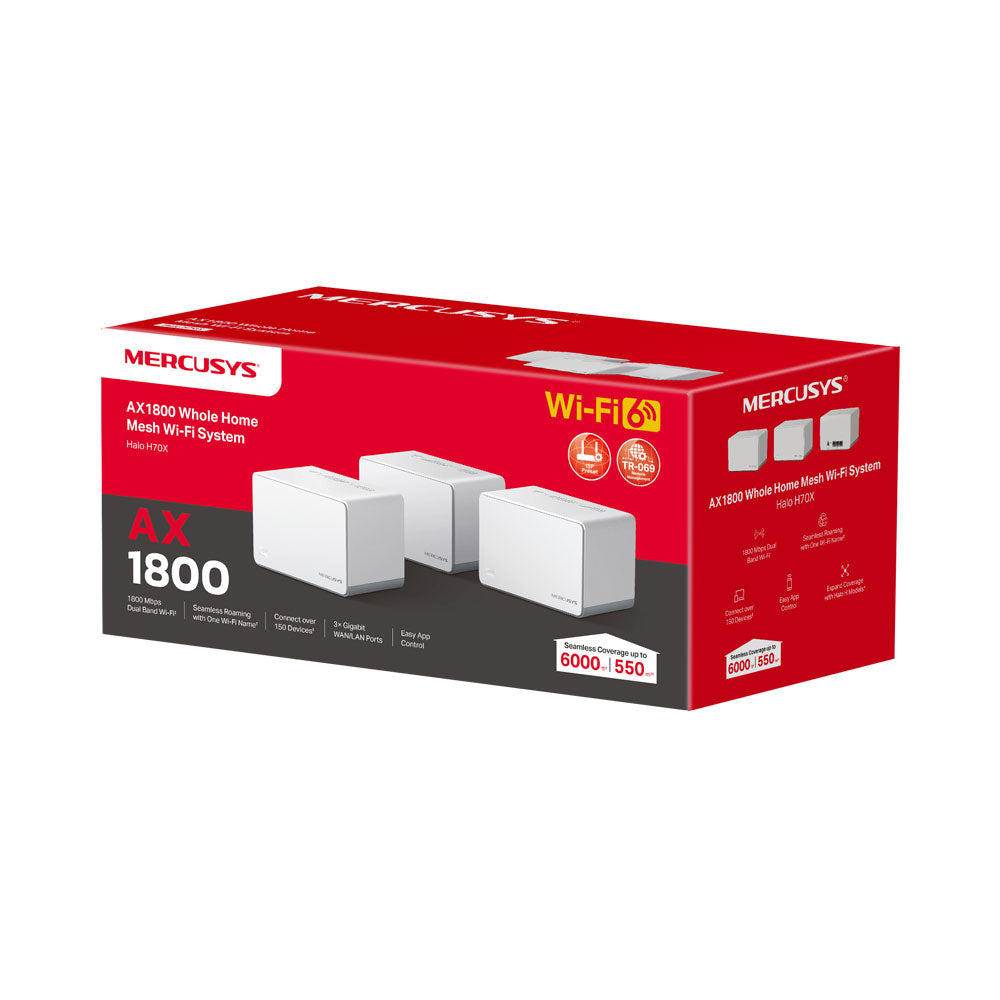 MERCUSYS HALO H70X | AX1800 WHOLE HOME MESH WI-FI 6 SYSTEM 2 Pack