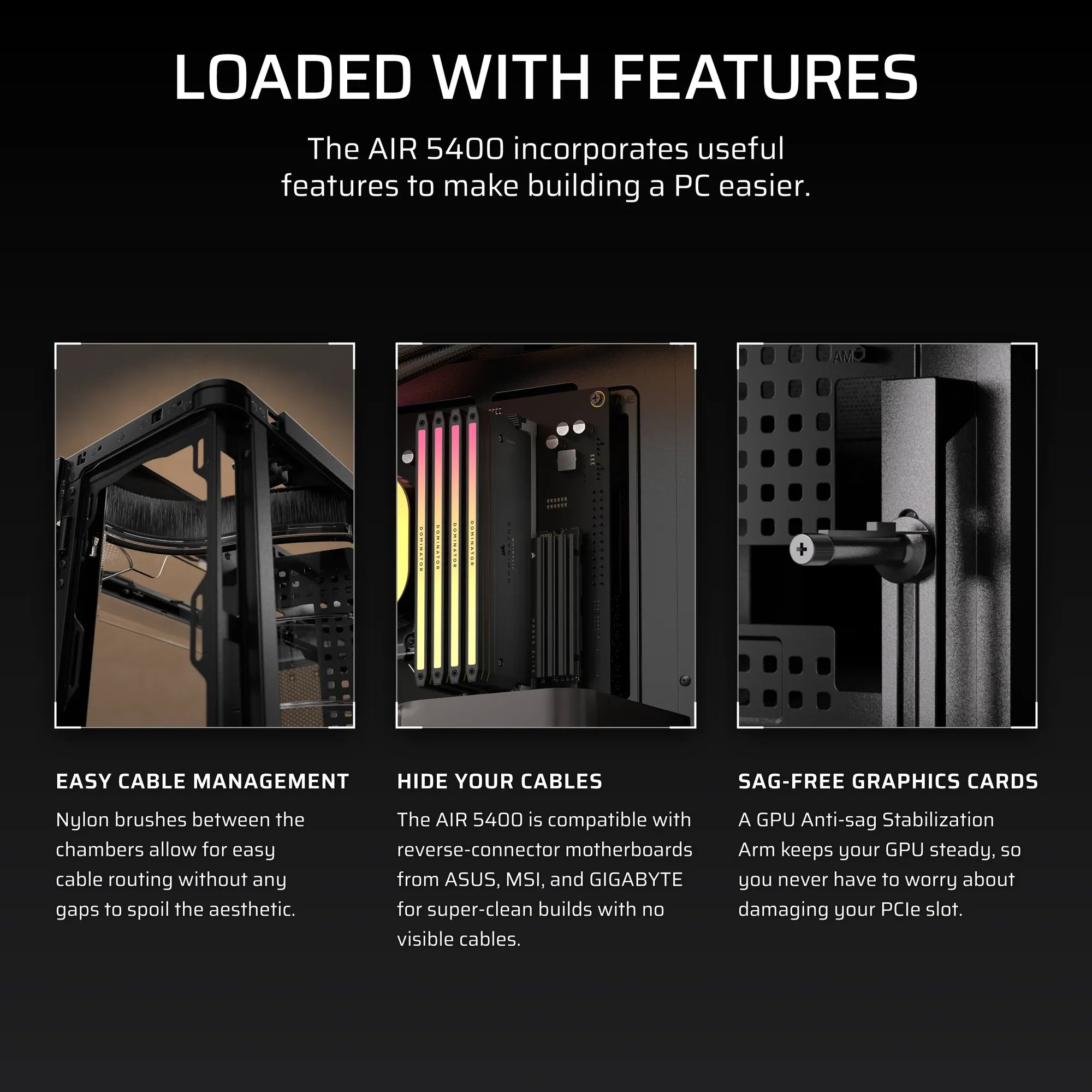 AIR 5400 LX-R RGB iCUE LINK Triple Chamber Mid-Tower PC Case ;3x Fans included;2x 2.5'' ; 1x 3.5'';  Black - image 10