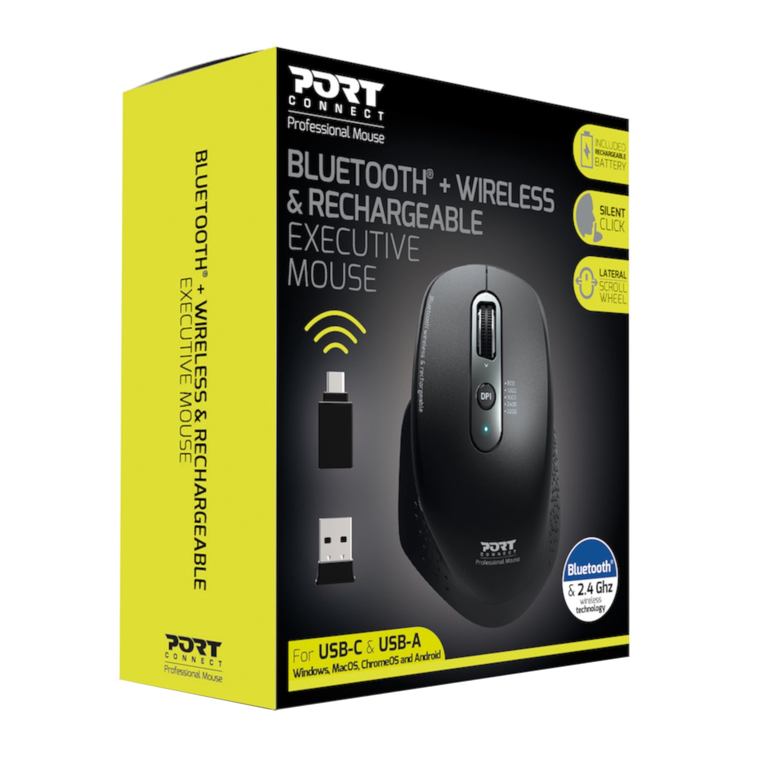Port Connect Bluetooth Wireless and Rechargeable Executive Mouse - Black – image 5