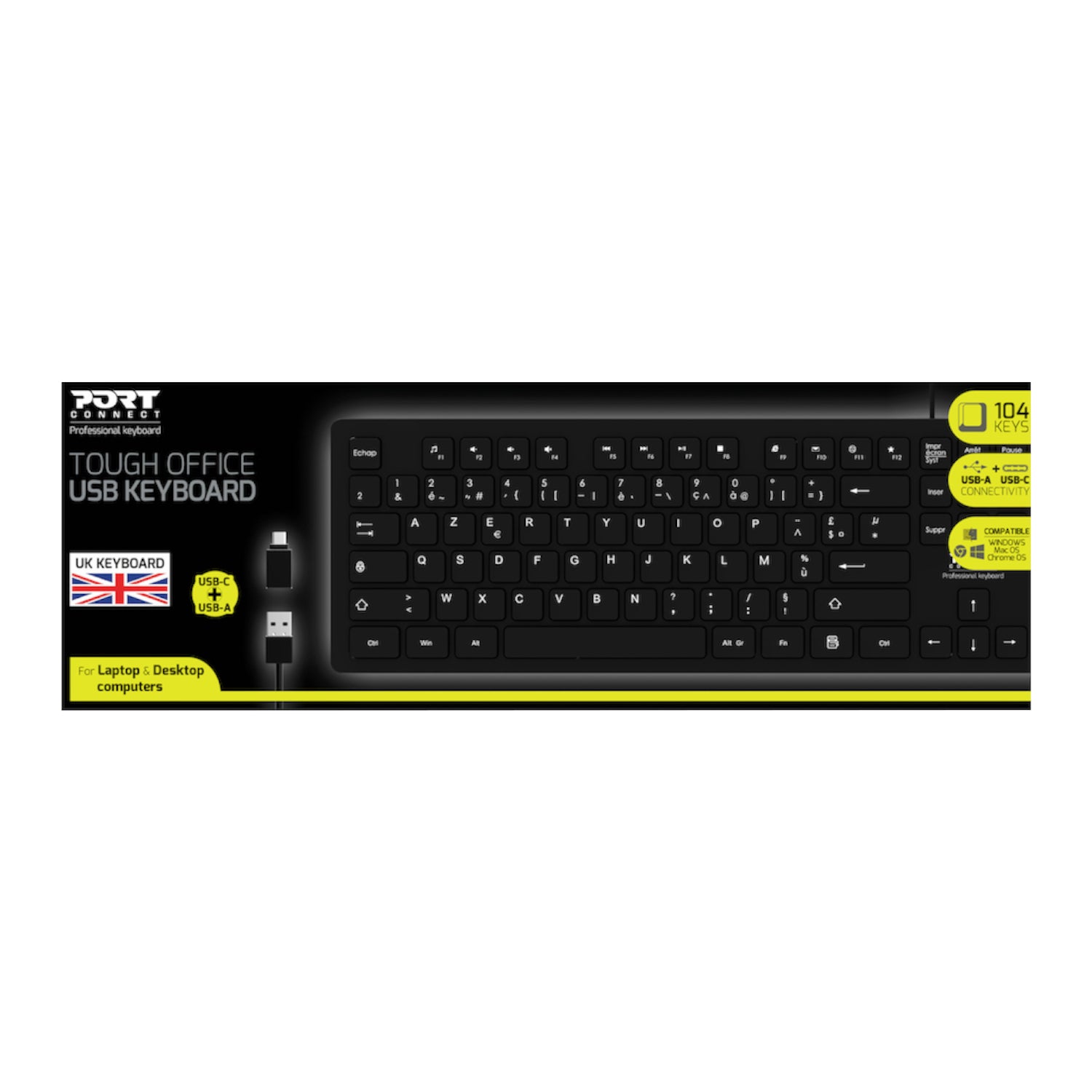 Port Connect Tough Office USB Keyboard - Black – image 4