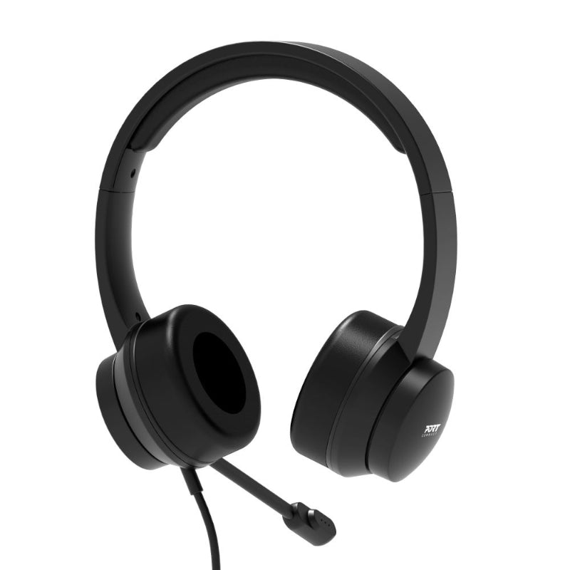 Port Connect USB Headset 1.8m Cable with Mic and Padded/Soft Cushions Black - image 4
