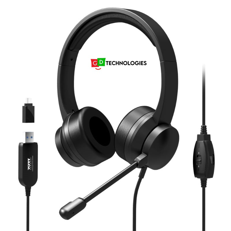 PORT STEREO HEADSET WITH MIC OFFICE USB-Executive