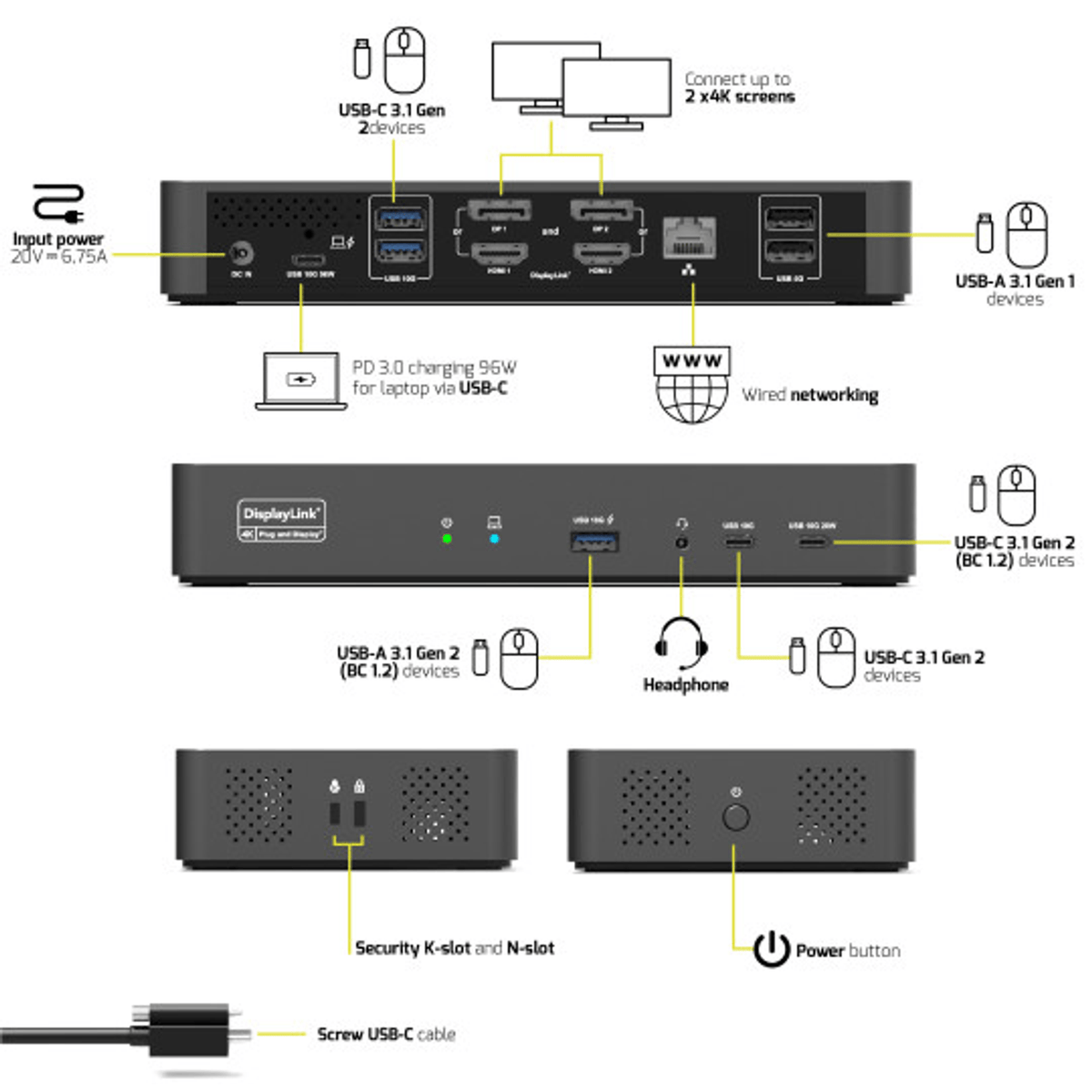 PORT2 x 4K USB-C desktop docking station 11 peripherals 96W – image 10