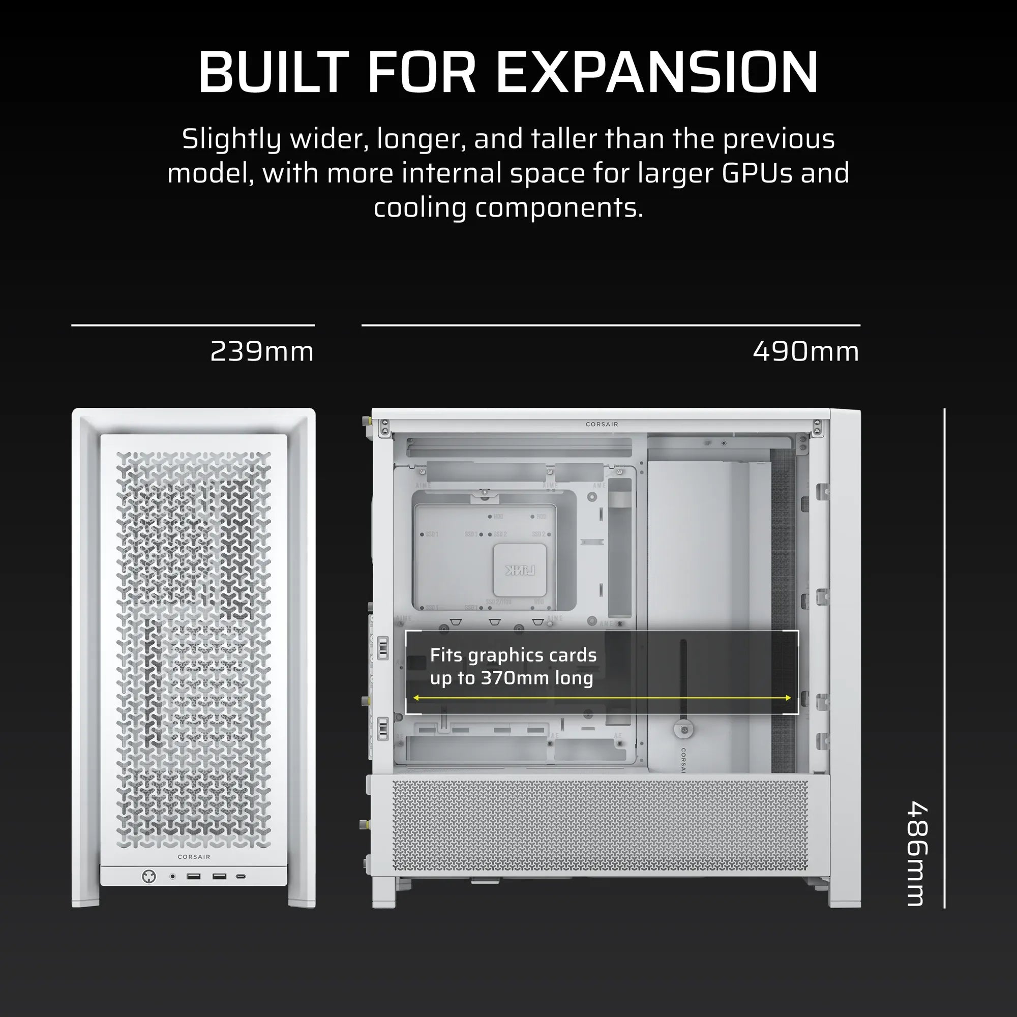 FRAME 4000D White Mid-Tower PC Case; 2x 3.5'' |  2x 2.5'' Drive Bays; Up to 360mm Radiator compatible; No Fans - image 7