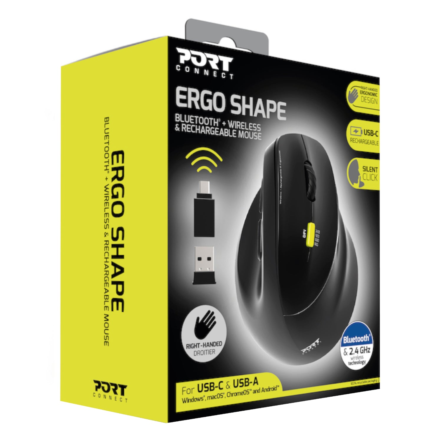 Port Connect Ergo Shape Bluetooth Rechargeable Mouse – image 7