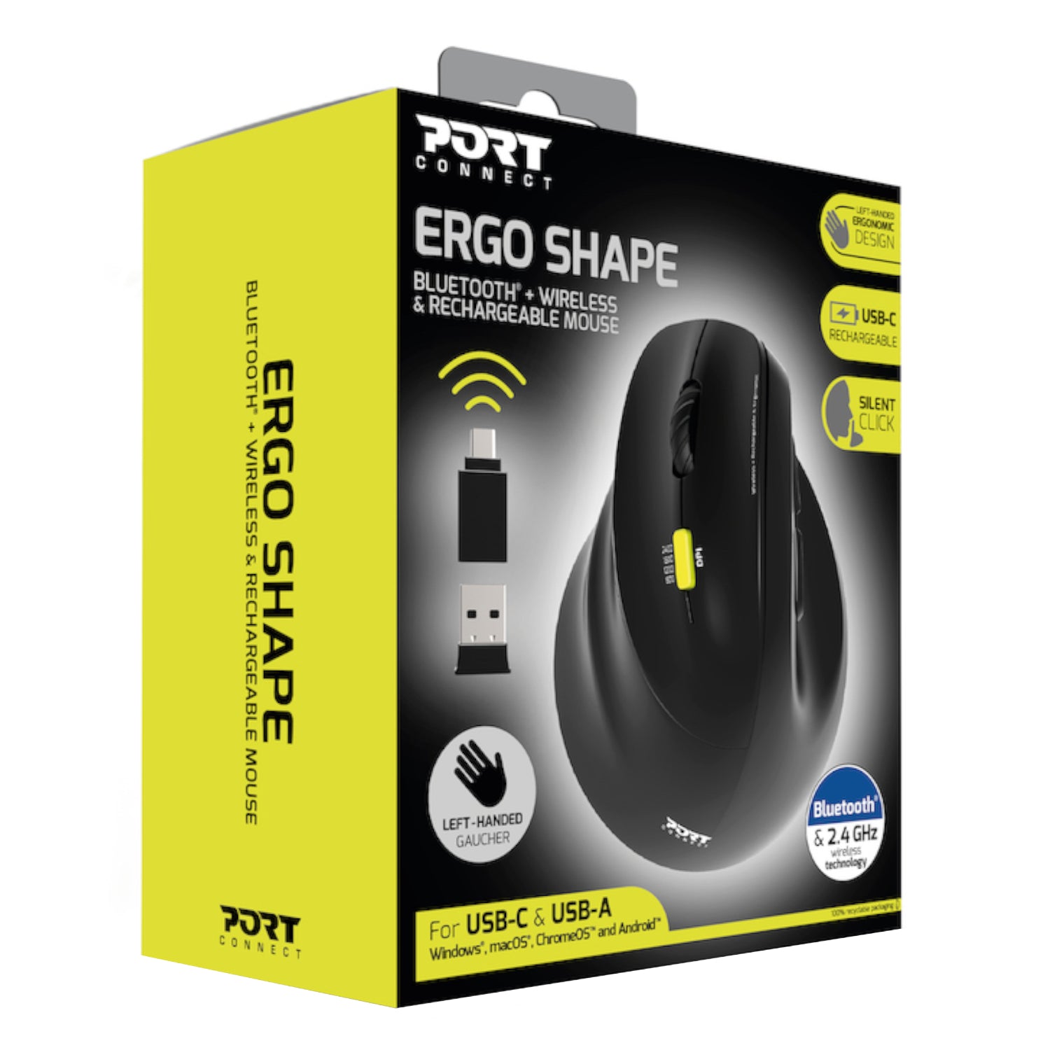 Port Connect Ergo Shape Rechargeable Wireless Mouse – image 7