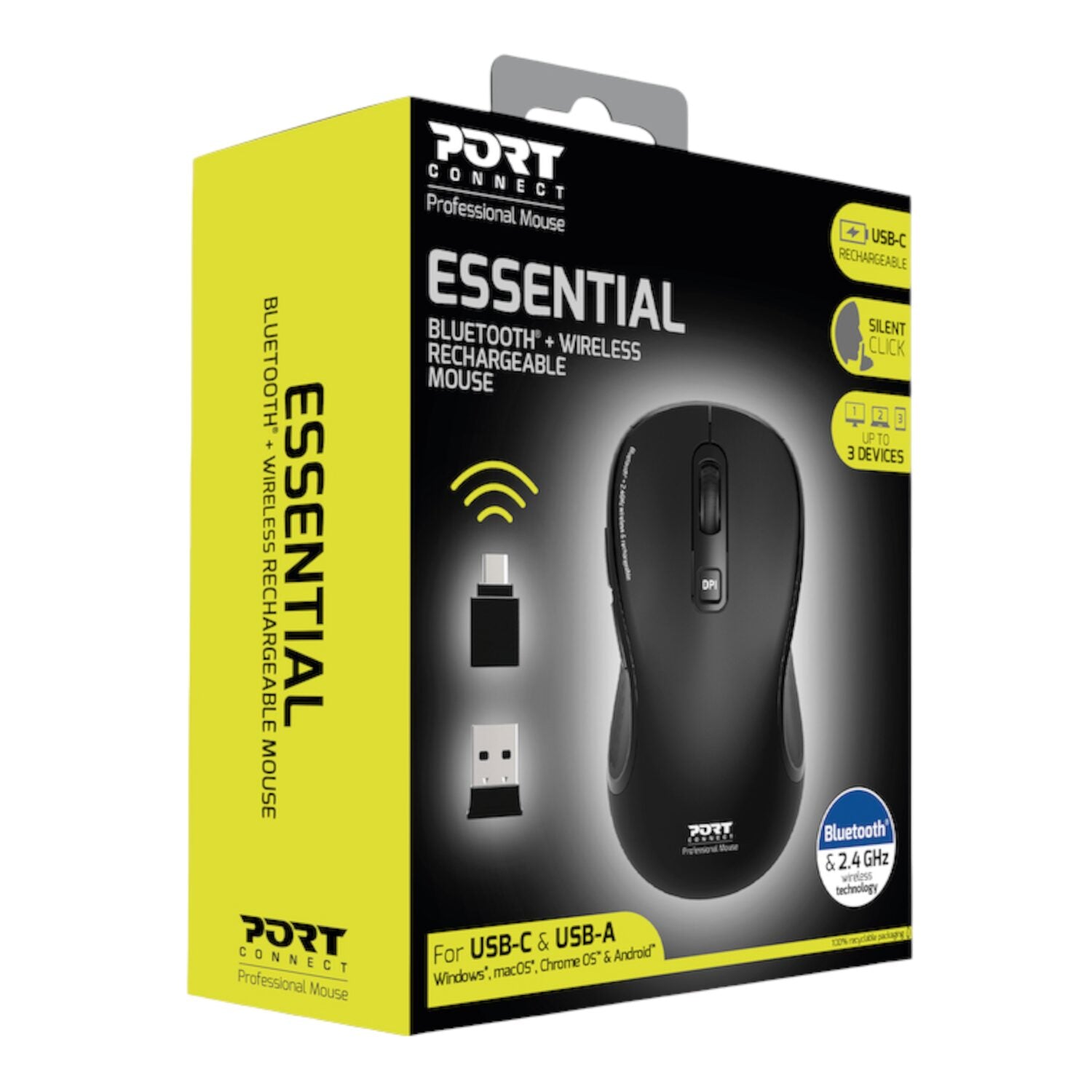 Port Connect Essential Bluetooth Wireless Rechargeable Mouse – image 6
